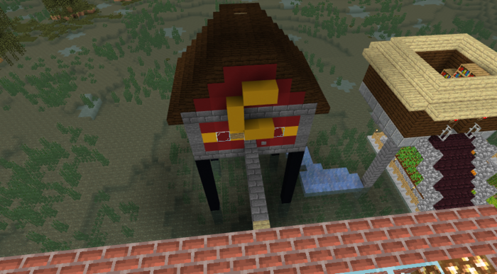 CrackDonalds on wooden stilts in a swamp biome